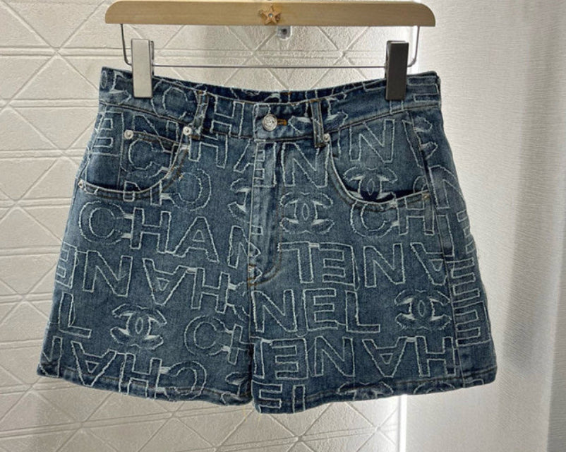"CC" Muster Denim Shorts