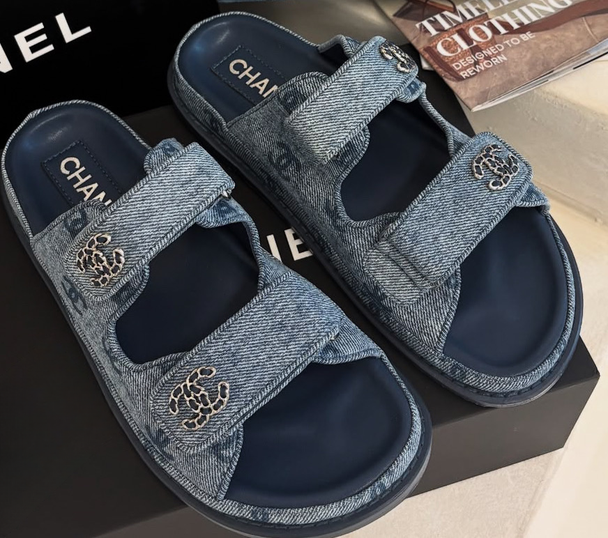 CC denim strap sandals