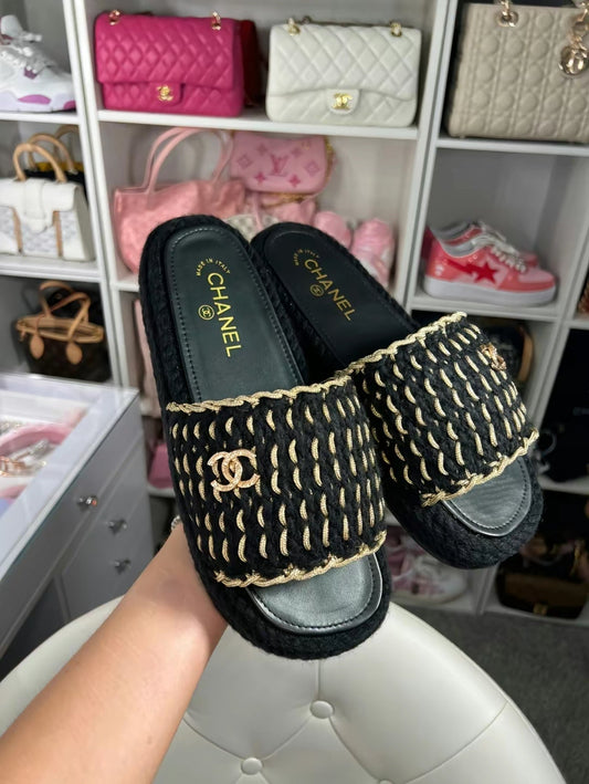 CC gold black sandals