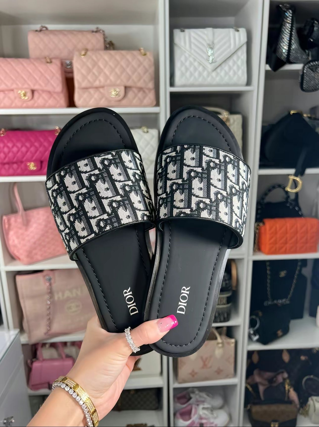 CD black monogram sandals