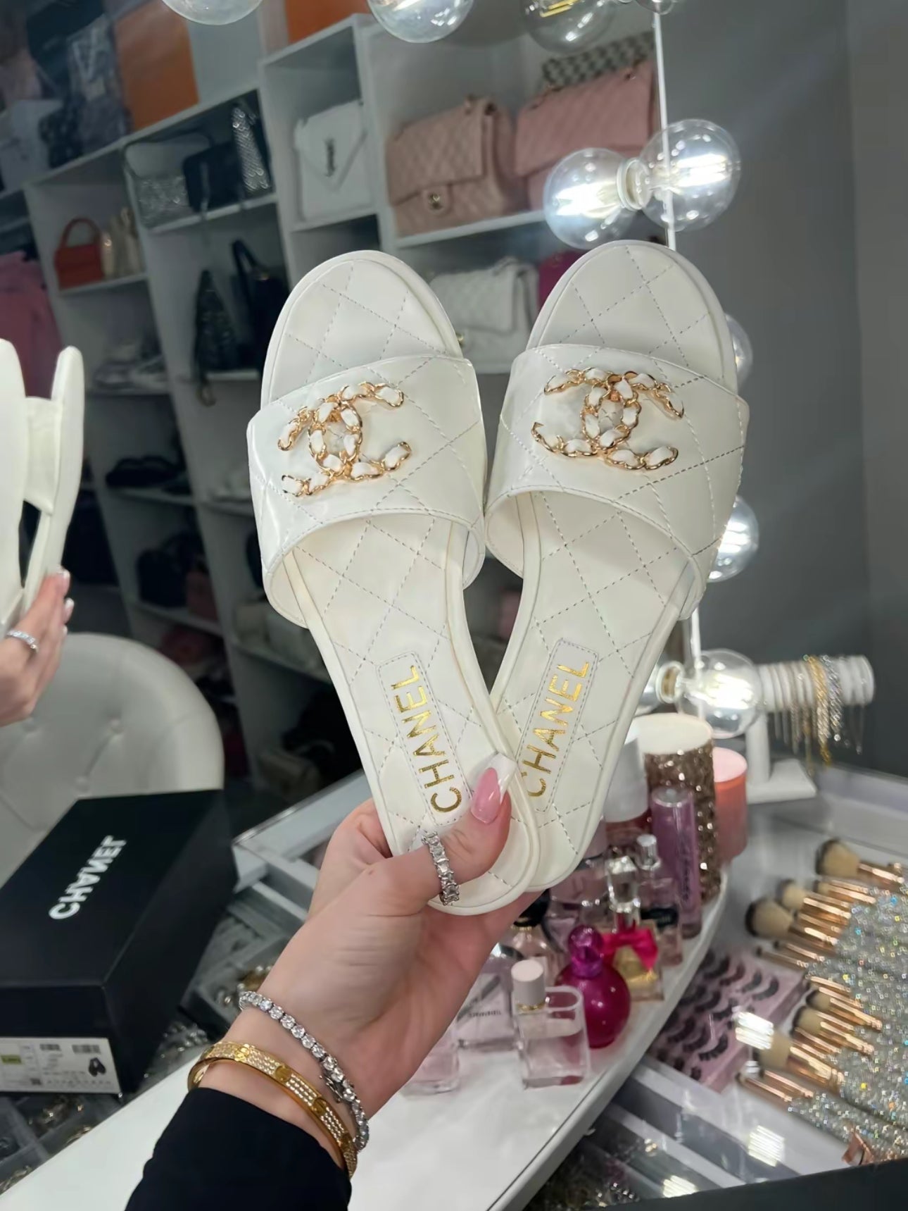 CC white sandals