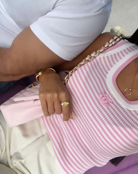 "CC" PINK STRIPES TOP