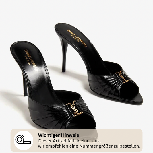"YSL" BLACK LEATHER HEELS