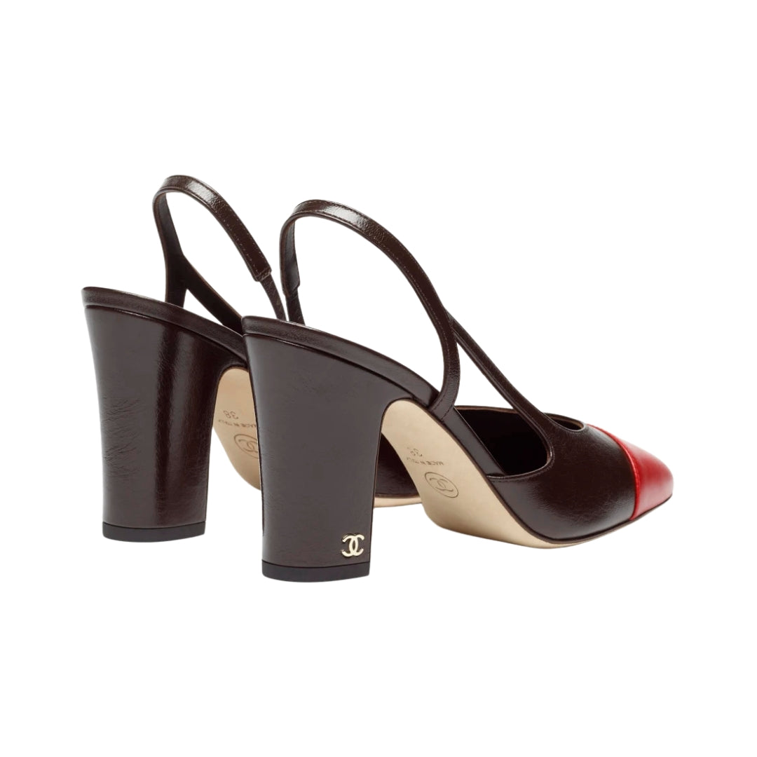 "CC" SLINGBACKS RED 9cm