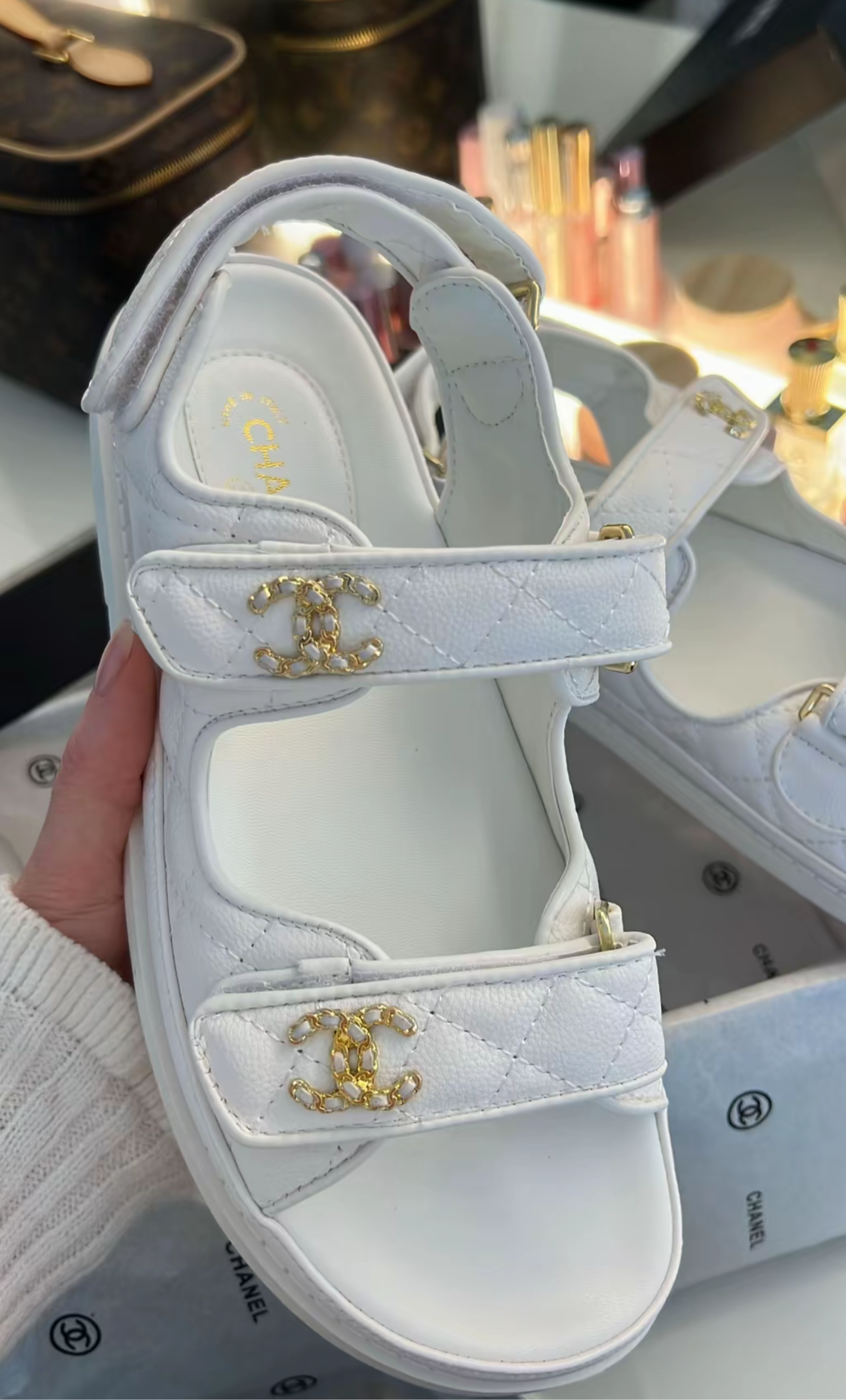 CC white strap sandals