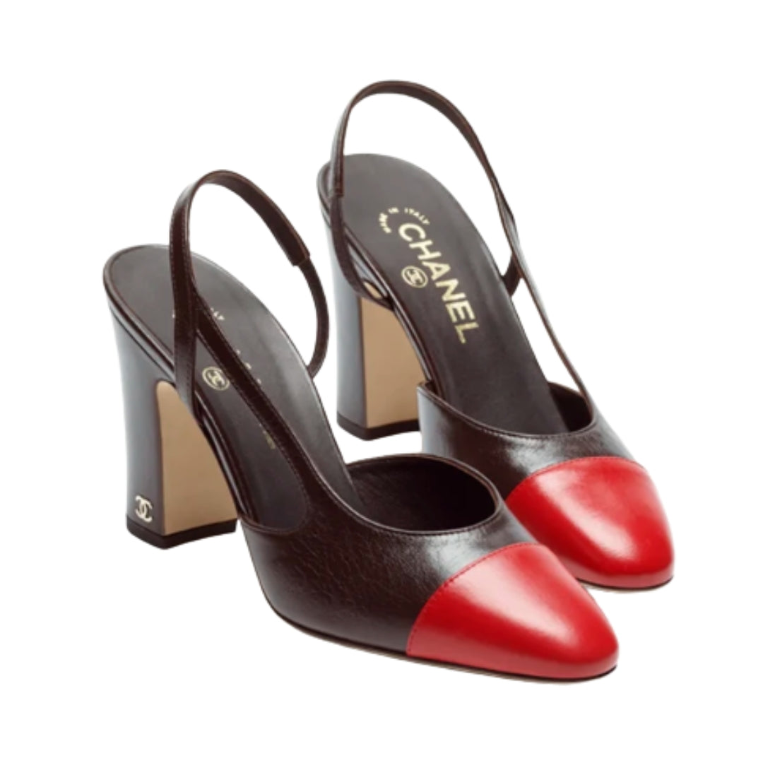 "CC" SLINGBACKS RED 9cm