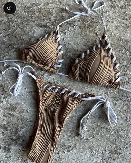 MIUE BROWN WHITE BIKINI