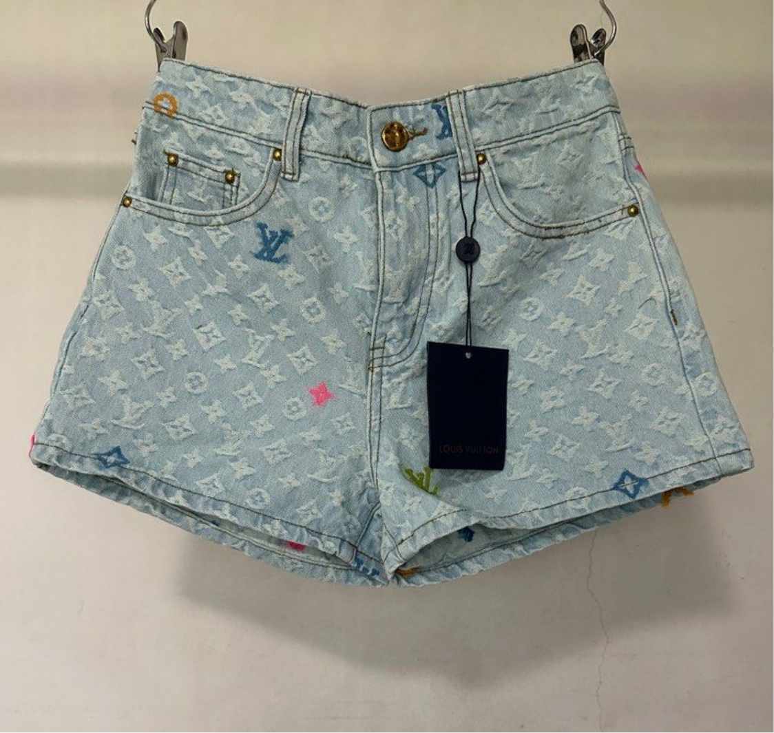 "LV" Monogram Denim Shorts
