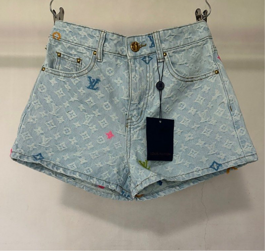 "LV" Monogram Denim Shorts