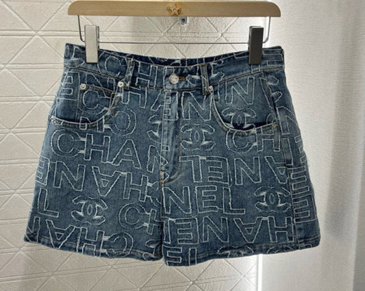 "CC" Muster Denim Shorts