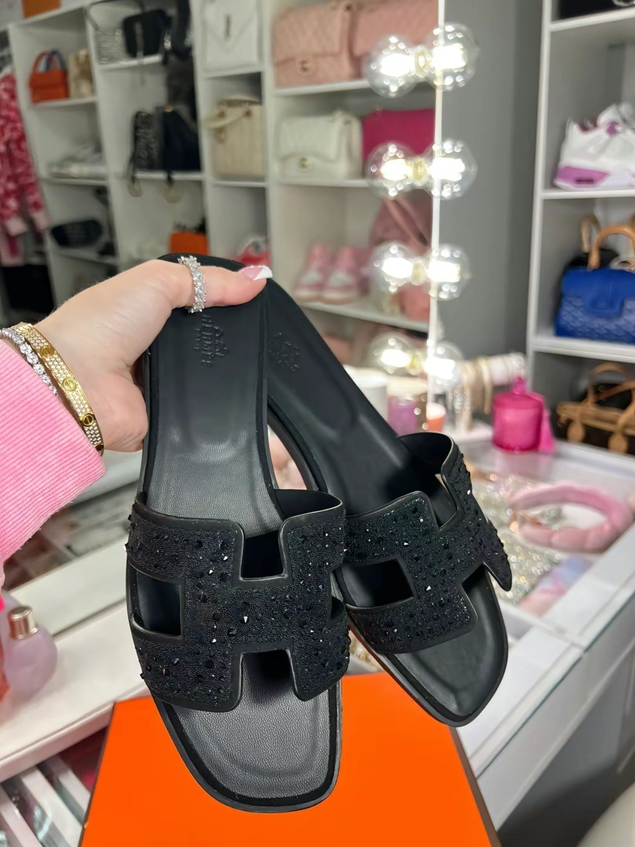 "Herm" it girl black diamond Sandals