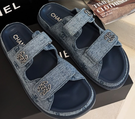CC denim strap sandals