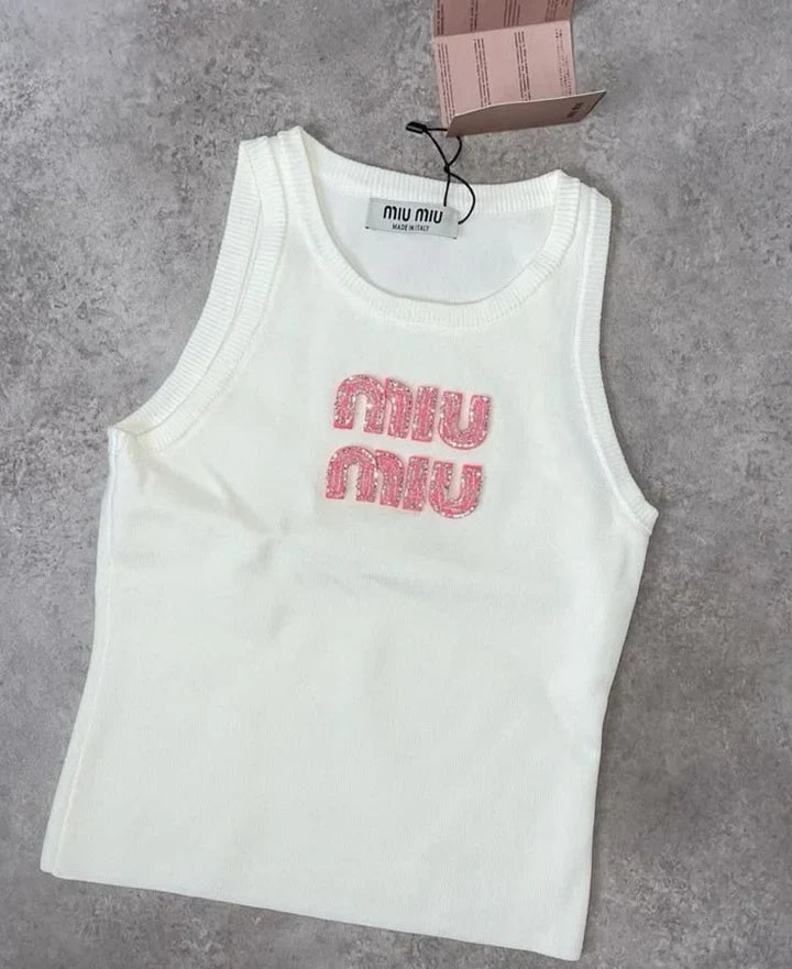 "MIU" PINK LETTERS TANK TOP