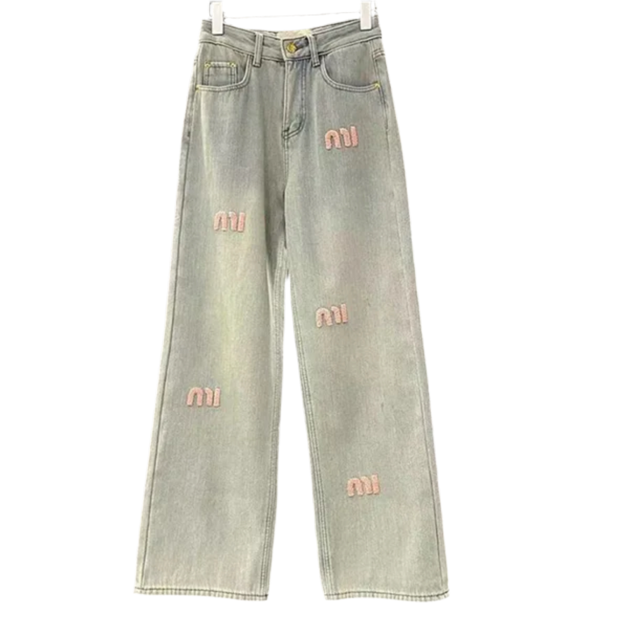 "MIU" ROSA BUCHSTABEN JEANS